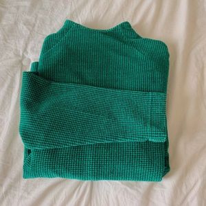 Green Houndstooth Turtleneck